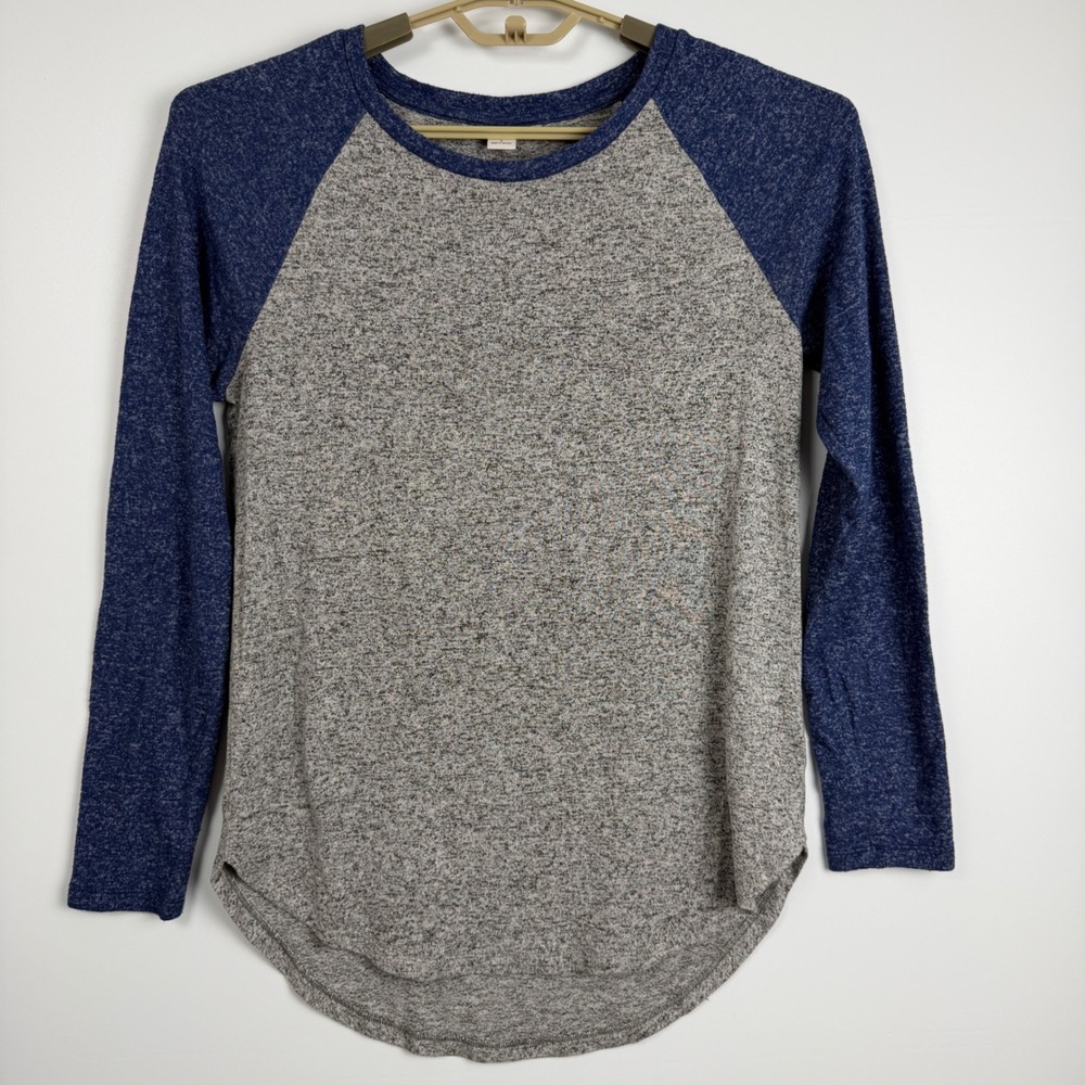 Old Navy Mens Small Blue Grey Raglan Baseball Long Sleeve Tee Shirt